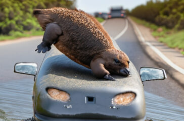 Firefly Platypus Causes Traffic Jam With Backstroke Down Highway 64819