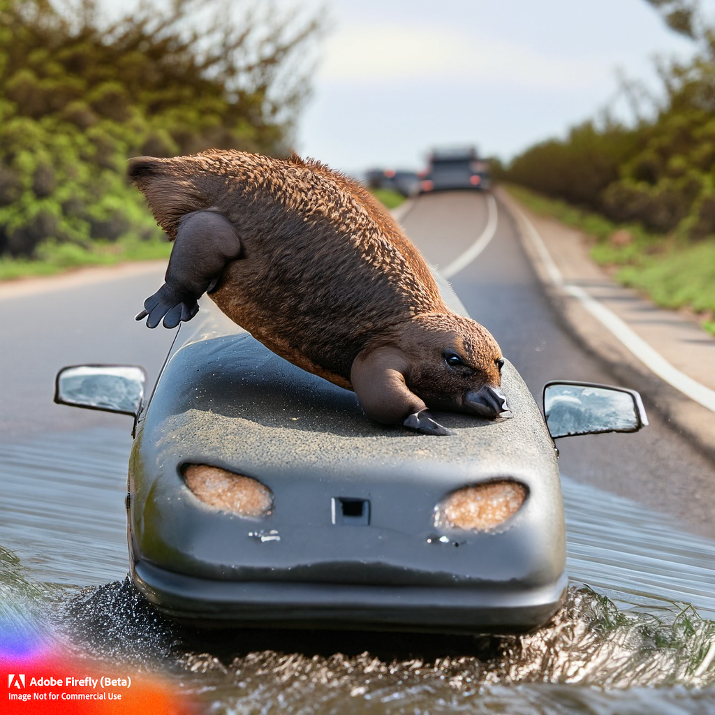 Firefly Platypus Causes Traffic Jam With Backstroke Down Highway 64819