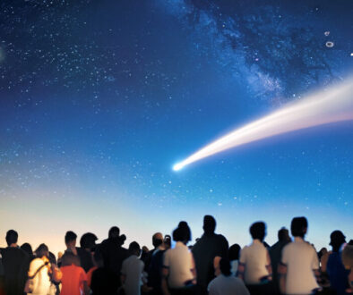 Firefly-comet-flying-past-night-sky-with-crowd-of-people-watching-with-telescopes-57751