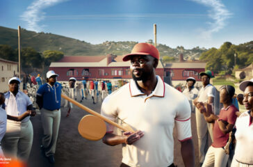 Firefly-cricketer-arriving-into-a-small-town-with-all-the-people-holding-up-cricket-bats-64819